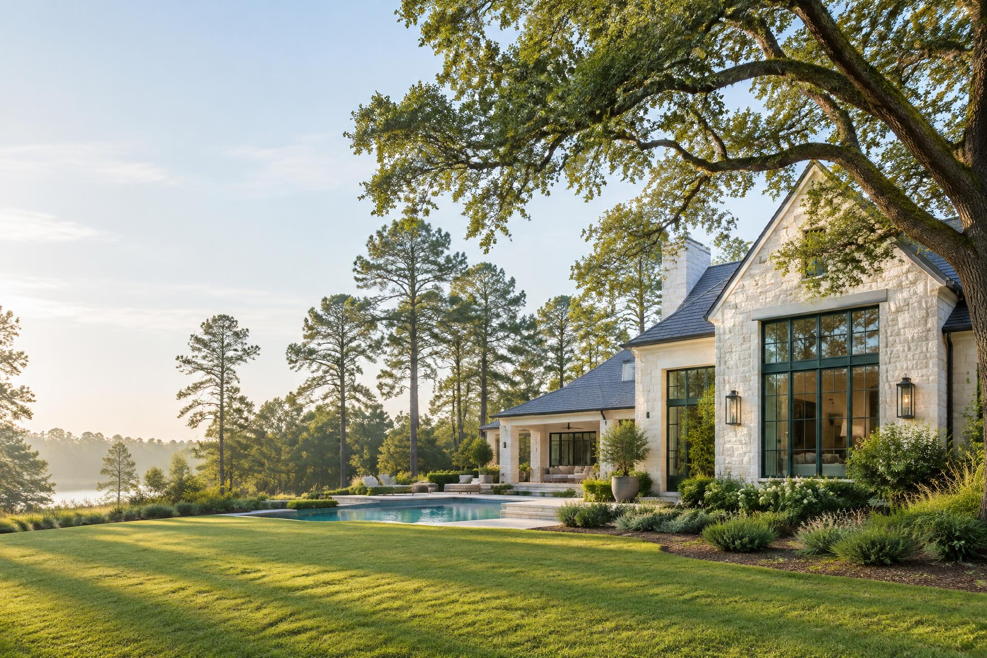 Modern Texas home in a wooded residential setting